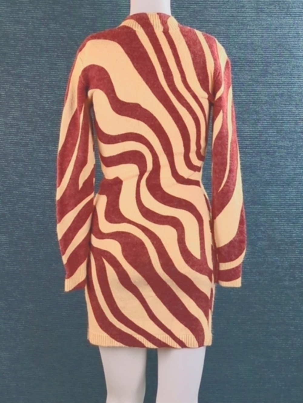 Zara Zebra Striped Jacquard Wool Blend Sweater Dress Perfect For Fall!! - Picture 7 of 16